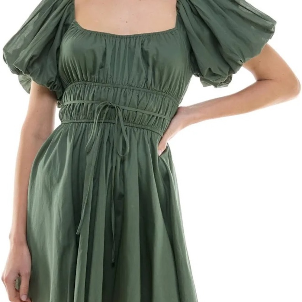 B Darlin Olive Puff Sleeve Mini Dress